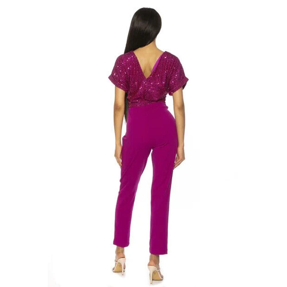 Alexia Admor NWOT Pink Sadie Sequin Top Jumpsuit Size M - Picture 4 of 7